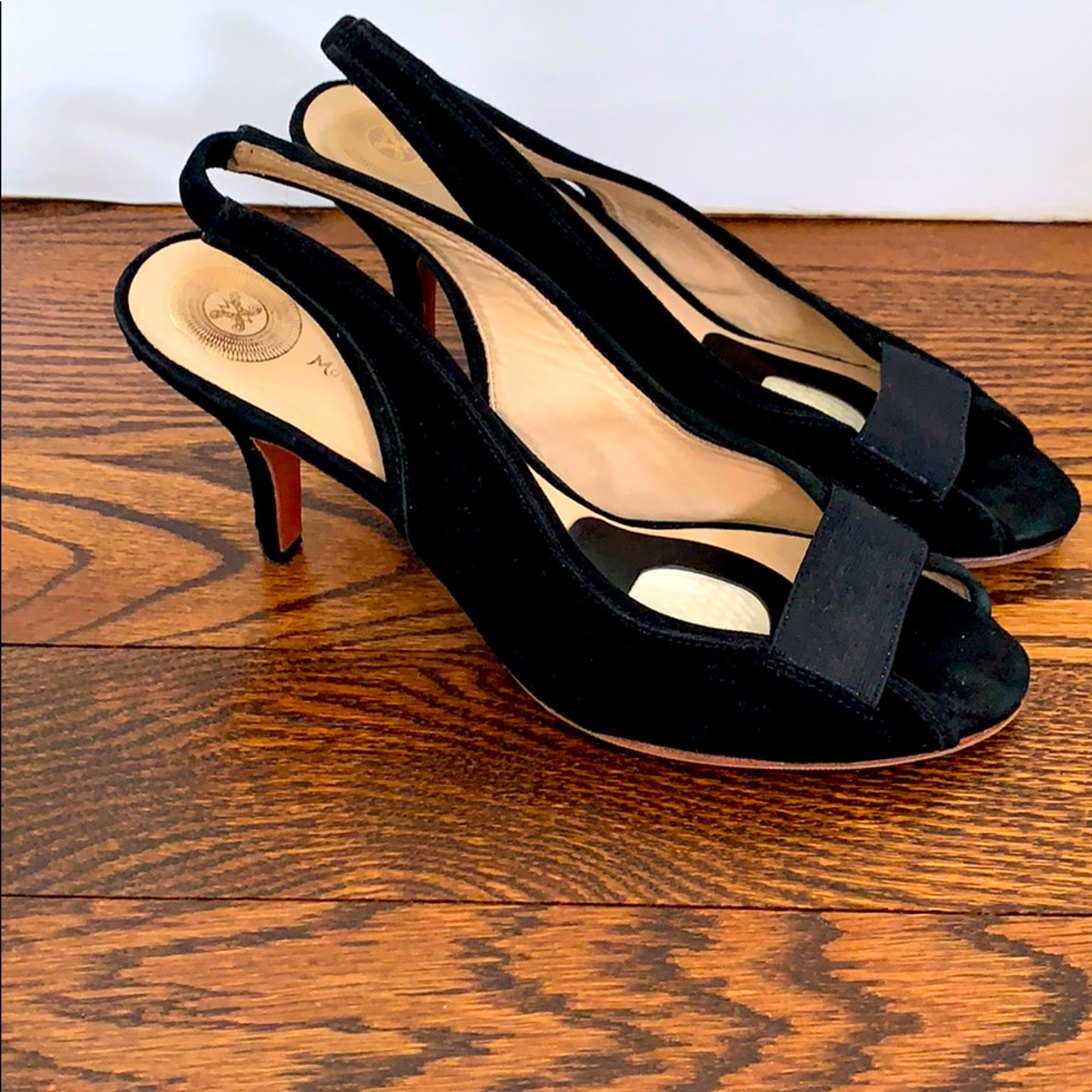 Black suede sling back heels (3in)